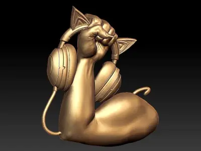 Head phone lady fist 3D print model