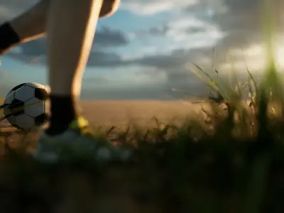 Football animation scene Low-poly 3D model