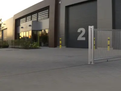 Realistic 3D Secure Gate with Detailed Metalwork Free 3D model