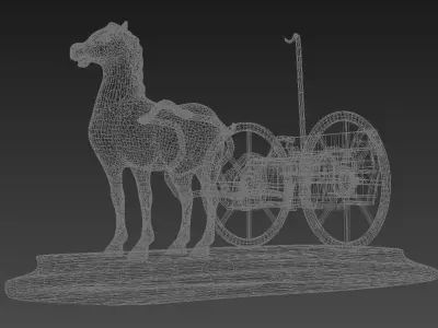 Statue Bronze Horse sculpture coach equipage mammal 3D model