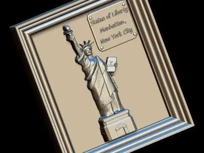 Liberty Statue Panno STL File for CNC Relief engraving 3D model
