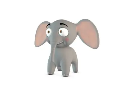 Cartoon Cute Elephant Low-poly 3D model