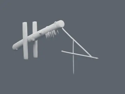Low-Poly Trap tree branch with two sticks Low-poly 3D model