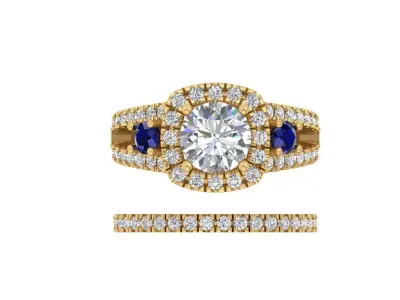 3Stone Solitair Ring Bridal Set 3D print model