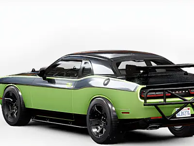 Aggressive Custom Muscle Car 3D Model  Low-poly 3D model