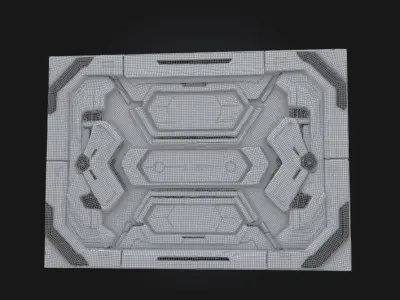 Modular Sci-Fi Wall Game-Ready Low-poly 3D model