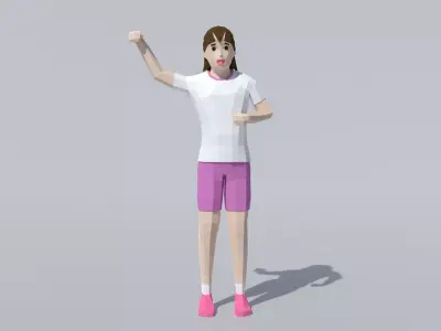 Low Poly Girl Celebrating Low-poly 3D model