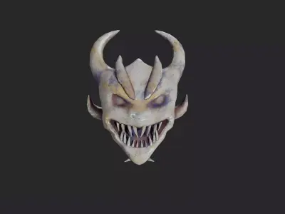 Stylized Demon Head Low-poly 3D model