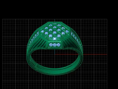 Print Ready STL 3DM  Gents Rings Diamond Men Ring  3D print model 216