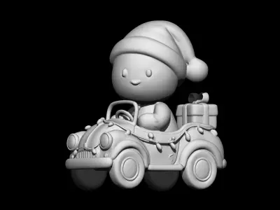 Gingerbread Man Driving Vintage Car 3D print model