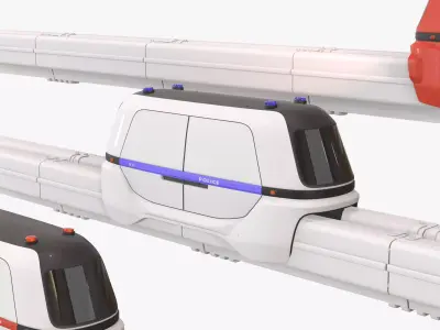 Wagons on rails 3D model