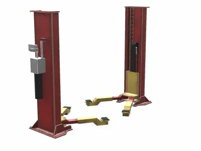 Industrial Hydraulic car lift  Low-poly 3D model