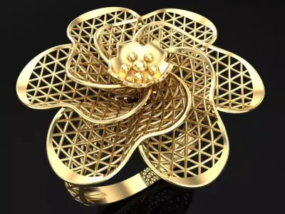  Mesh flower ring - Italian rings - Womens Rings - N6191 3D print model