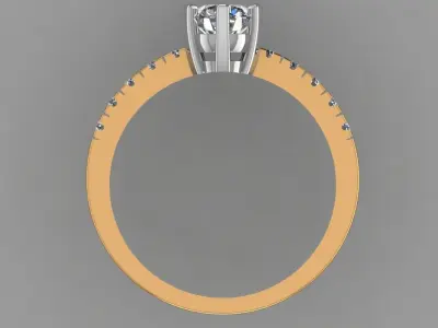 Engagement diamond ring made of two types of metal 3D print model