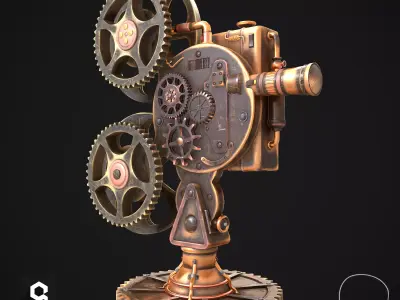 Steampunk Projector Low-poly 3D model