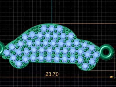 Cubic Zircon Pave Car Charm 3D Printable Model 3D print model