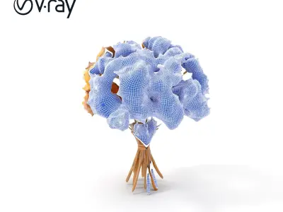 Elegant Dried Flower Bouquet Model Pack for Visualizations Low-poly 3D model