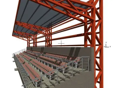 Tribune for football field long 3D model