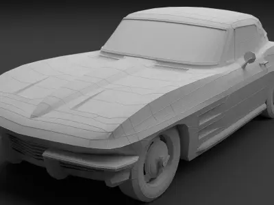 Chevrolet Corvette C2 StingRa 1964 lowpoly Low-poly 3D model