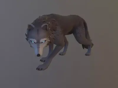 Game ready rigged wolf Low-poly 3D model