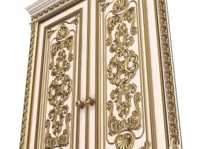 Carved Door Classic 01501 White Low-poly 3D model