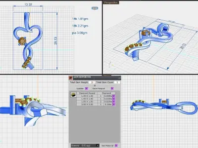 Heart pendent with diamonds 3D print model