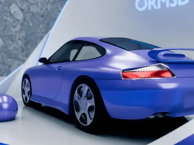 Futuristic 3D Car Display Booth Neon Lighting Exhibition Expo 3D model