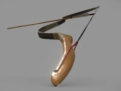 Traditional Hungarian Recurve Bow Low-poly 3D model