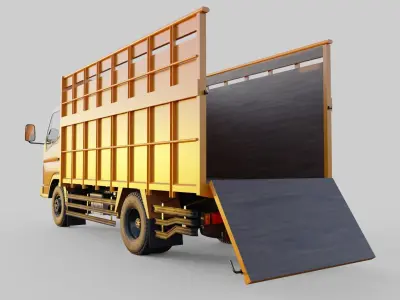 Mitsubishi Fuso canter wood box truck 3D model