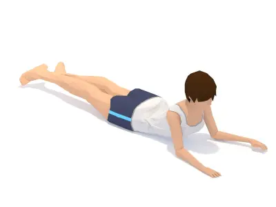 Plank  Yoga Exercise Woman Animation Low-poly 3D model