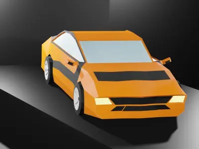 Lowpoly Sport Car - Neon Orange Low-poly 3D model