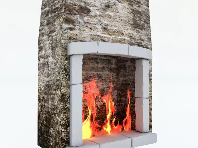 Old Stone Fireplace Low-poly 3D model