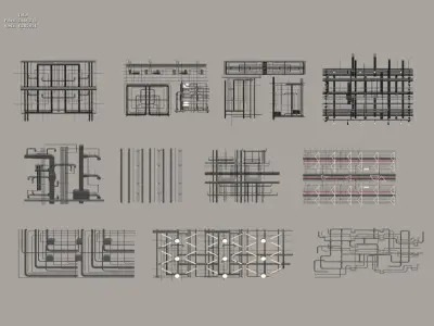 Architectural MEP Piping  Duct 3D Model Set 3D model