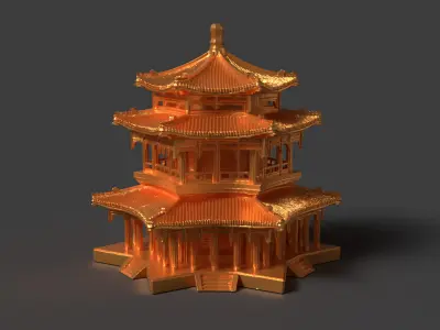 Chinese ancient tower  3D model 7