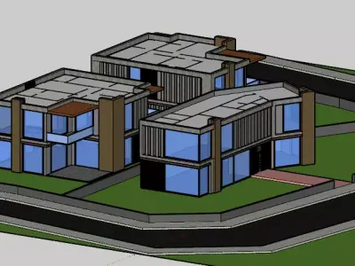 MODERN 3 VILLA MODEL WORK 3D model