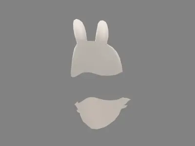 Cartoon white rabbit mask decoration Low-poly 3D model