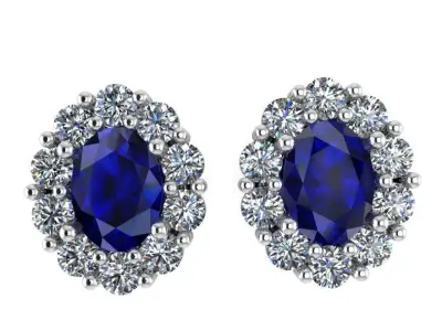 Oval Halo Earring 0931 3D print model