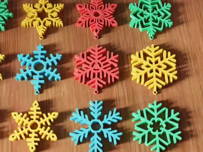Christmas Snowflake Ornament Hanging 25 Piece Bundle - 473 3D print model