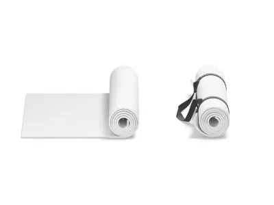 White Half Folded 2 Types Yoga Mat - for meditation and tourism 3D model