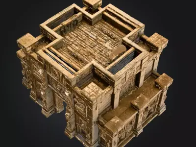 Ancient Stone Temple Epic Fantasy Environment Asset Low-poly 3D model