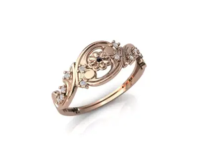 Women Ring Diamond Stone STL 3DM Lightweight Printable 3D print model 59