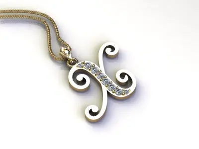 Alphabet V1 Font Style Pendant X 3D print model