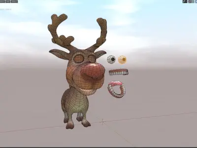 Rudolph -nosed reindeer Low-poly 3D model