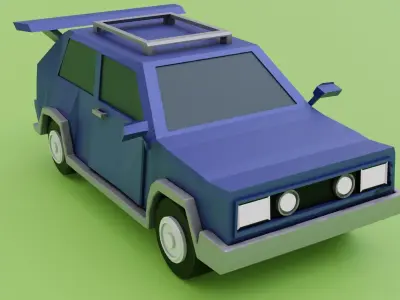 Panda low-poly origami car Low-poly 3D model