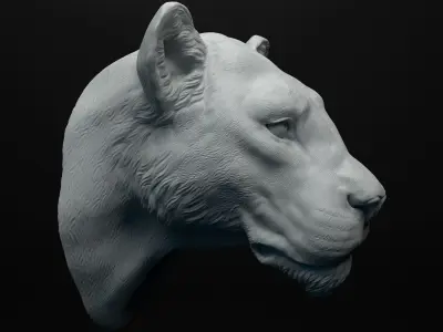 Lioness head intended for 3D printing 3D print model