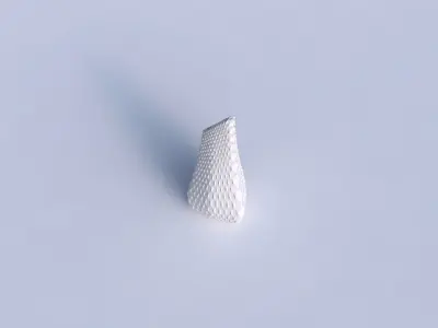Vase puffy tipped triangle with grid piramides 3D print model