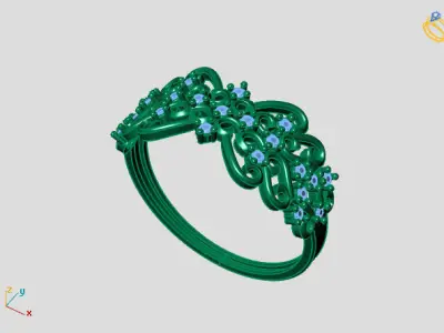 Womens Diamond Signet Ring Women Rings 3dmodels 3D print model 3D print model 46