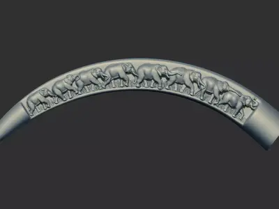 elephants scenes carved ivory tusk 3d printable model cnc 3D print model