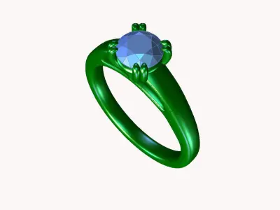 cr-09 diamond solitaire engagement ring gold 3D print model