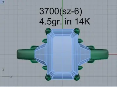 Emerald Diamond Ring 3700 3D print model